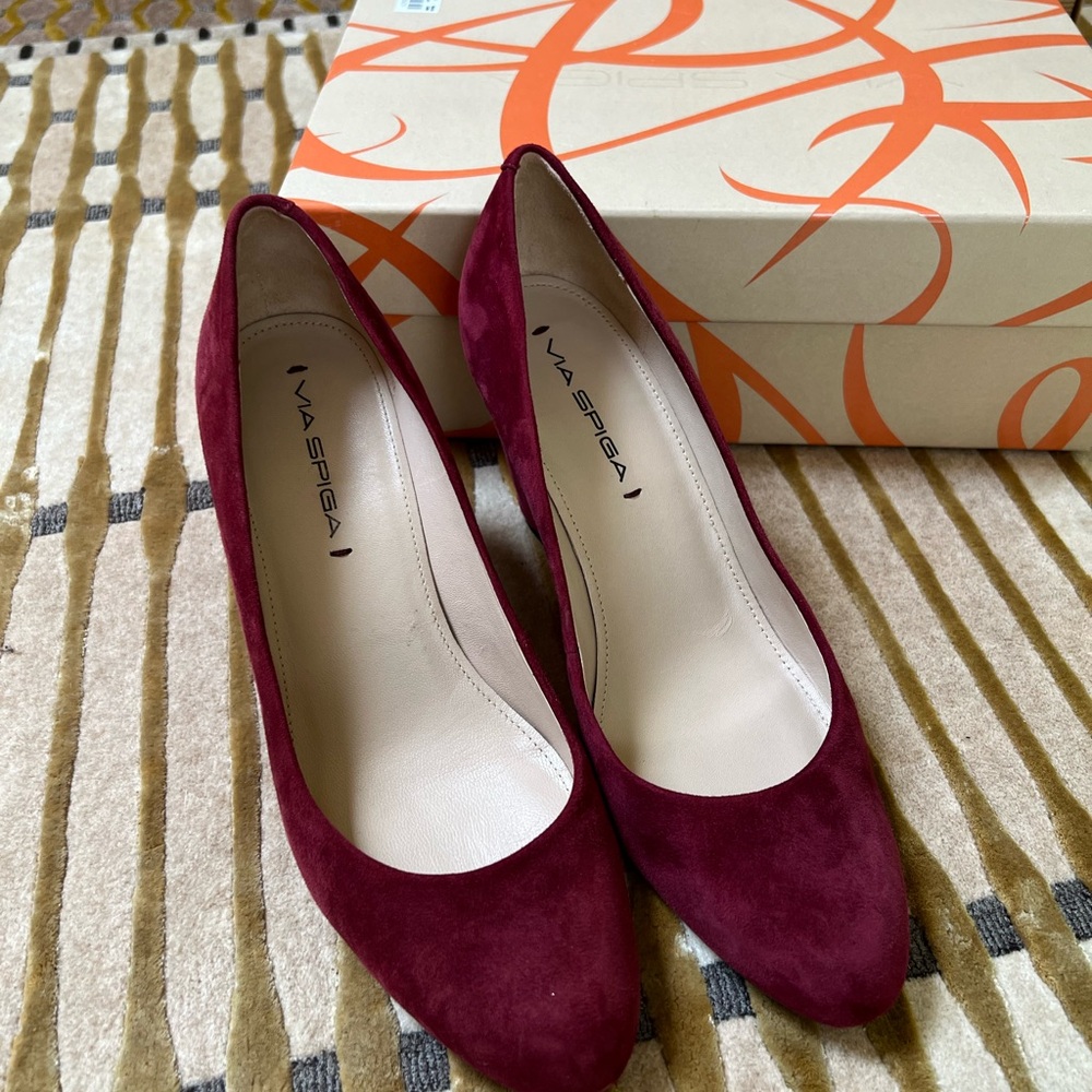 Via Spiga Suede Wedge Pumps